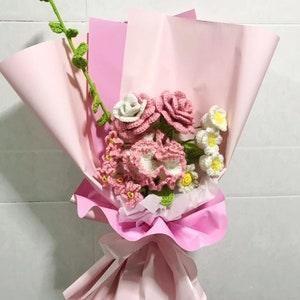 Crochet rose bouquet,Handmade flowers bouquet,crochet flower bouquet,bouquet for friend,valentine??s day and mother day,handmade