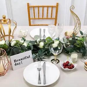 GREEN 4 ft long Artificial Eucalyptus Willow Foliage Garlands Ranunculus Flowers