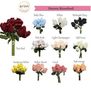 1 DOZEN Real Touch Rosebud bouquet-Home centerpiece decor DIY bouquet corsage boutonniere cake topper