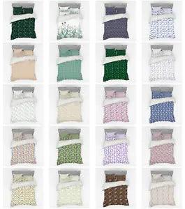 Ambesonne Leaves Pattern Bedding Set Duvet Cover Sham Fitted Sheet in 3 Sizes
