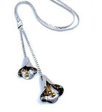 1970s VTG Avon Calla Lily Silver-Tone 22" Necklace Lariat/Bolo-Style Serpentine