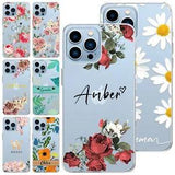 Floral Personalized Phone Case For iPhone 15 14 Pro Max 13 12 11 8 Printed Cover