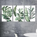 Watercolor Tropical Leaves, Prints on Canvas, Nature Illustration, Botanical Large Wall Art, Green Plant artwork, Palm, Banana Leaf Decor