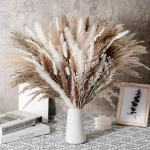 Natural Dried Pampas Grass Bouquet Boho Home Phragmites Flowers Wedding 80 Pcs