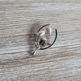 Vintage sterling silver brooch, Bond Boyd brooch, wishbone brooch, Bond Boyd wishbone and rose, lucky in love, sterling silver, wishbone,