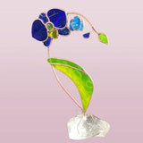 Stained glass blue orchid gift anniversary Christmas gift