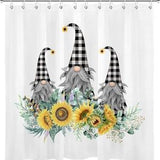 Sunflower Shower Curtain Gnomes Shower Curtains,Spring Floral Botanical Bath Curtain with Hooks Daisy Bathroom Decoration,Size W*H