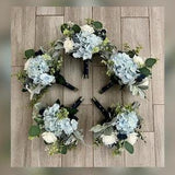 Boho dusty blue and navy bridesmaids bouquet premium white real touch roses hydrangea blue thistle accent wedding flowers & bridal bouquet