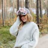 Sun hat with flowers, Peony bouquet, Baseball Hat for Women, Peony flowers, Braided headband, Trucker Hat, Peony crown