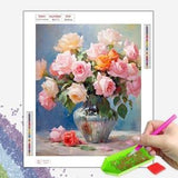 Diamond Painting Kits Roses in a vase - Handmade Gift - Painting Home Wall Art Decoration