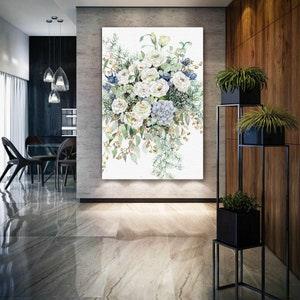 Flower Wall Art, Rose Bouquet Canvas Art, Living Room Wall Decor, Roll Up Canvas, Stretched Canvas Art, Framed Wall Art Painting