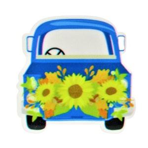 Sunflower Blue Truck Resin Needle Minder for Cross Stitch  D69