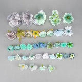 37Pcs Assorted Colors Rayon Flower Heads kit in Bulk DIY Crafts Accessories