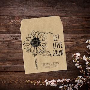 Personalized Sunflower Favors, Custom Seed Packets, Sunflower Favor, Sunflower Wedding, Let Love Grow, Custom Wedding Favor, Seed Favor x 25