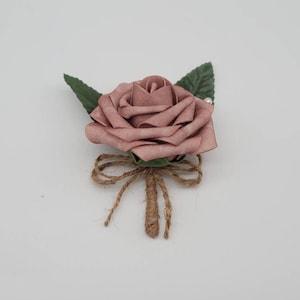Dusty rose And burlap Boutonnieres And Corsages, Available In 27 Colors, Corsages Available In Pin On And Wrist, Matching Bouquets Available