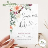 Plantable Save The Date, Burgundi Save The Date invitation, Floralsave the date, seeded paper cards, printed invitations
