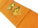 6595397: JAPANESE KIMONO / VINTAGE NAGOYA OBI / WOVEN PEONY & UME BLOSSOM