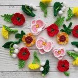 Crochet mini flowers pattern, set 5 in 1 tiny plants, Toys crochet patterns