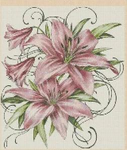 Pink Lilies Counted Cross Stitch COMPLETE KIT  #6-520