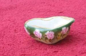 Vintage  Pink Carnation Flower Design Porcelain Bavaria Open Salt Cellar Dip~v