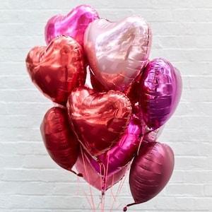 Foil Hearts Balloon Bouquet | Valentines Day Balloons | Vday Decor | Valentines Day Gift | Red Pink Rose Gold Heart Balloons | Foil Balloons