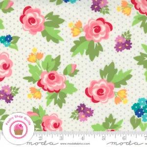 Moda LOVE, LILY 24110 11 White Floral April ROSENTHAL Quilt Fabric Shabby Retro