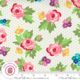 Moda LOVE, LILY 24110 11 White Floral April ROSENTHAL Quilt Fabric Shabby Retro