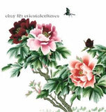 Chinese 100%natural mulberry silk thread,su hand embroidery kits:peony flower