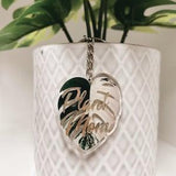 Plant Mom Keychain | Plant Lover Gift | Variegated Monstera Leaf Key Chain | Rare Plants | White & Green Leaf | Perfect Gift | Rare Leaf