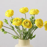 Ranunculus Stem with Buds, Fake Buttercup Sprigs, Artificial Flower Crafts, Home Floral Decor, Wedding Party Bloom Arrangement Centerpiece