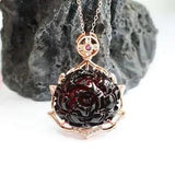 Natural Inlay Blood Peony Flower Pendant Necklace Hemopelt Pendant