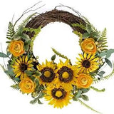 Artificial Wreath Yellow Peony Flower Wreath 16 Inch Spring Summer Sunflower
