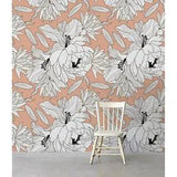 Non-Woven wallpaper Peony Revolution Floral Sketch Flowers Traditional art Mural