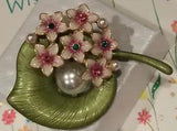 Fashion Brooch Pin Water Lily Flowers Holiday Gift for Her STUNNING!