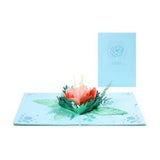 3D Flowers Blue peony greeting cards for Mothers