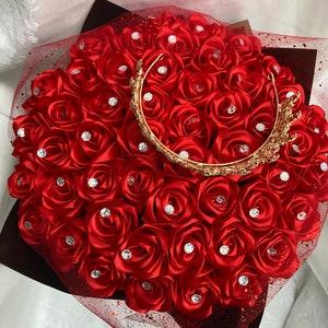 50 Rose Bouquet, Queen Bouquet, Eternal Rose Bouquet, Birthday Bouquet, Engagement Bouquet, Ever Lasting Flower Arrangement, Ramo Buchon