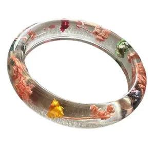 Transparent Resin Bracelet Bangle Real Dried Flowers - Small