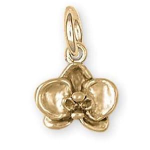 Orchid Jewelry 14k Gold Orchid Charm Handmade Flower Jewelry OR3-CG