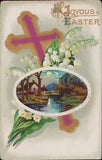 Easter Vintage Post Card 1910 Lily of Valley Bridge Embossed Posted Stamp