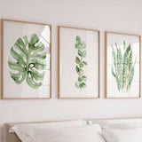 Set of 3 leaves, Watercolor green leaves, living room decor, kitchen decor, gallery wall art, botanical wall art, leaves wall art, leaf art