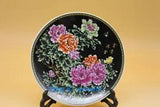 6 Inch Chinese Rose Porcelain Painted Peony Flower Plate w Qianlong Mark 24561