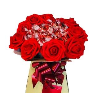 Lindt Chocolate Bouquet Hamper RED Ferrero Rocher Flowers Rose Gift Box Cadbury Dairy Milk Birthday Wedding Christmas Sweet Present