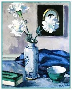Carnation Flowers Still Life Scottish Francis Cadell Counted X Stitch Pattern