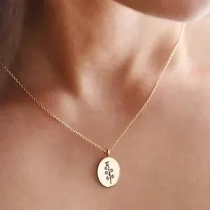 18K Gold Flower Pendant, Dainty Flower Month Necklace, Birth Flower Necklace