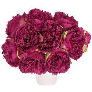 Artificial Flower Heads, Silk Peony Plants Hydrangea Purple Faux Flowers 10Pcs