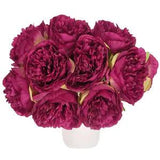 Artificial Flower Heads, Silk Peony Plants Hydrangea Purple Faux Flowers 10Pcs