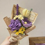 Finished Purple Crochet Rose Bouquet,Crochet Tulip,Handmade Knitted Flower Bouquet,Crochet Lavender,Valentine's Day, Birthday Gift