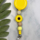 Personalized Silicone Bead Badge Reel Sunflower
