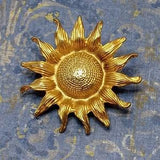 Vintage 90's Gold Tone 3D Sunflower  Brooch