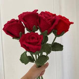Crochet Rose Flower Bouquet Beautiful Room Decor Knitted Flowers